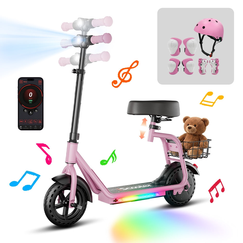 iScooter iK7 2-in-1 Kinder E-Scooter mit abnehmbarem Sitz & Korb