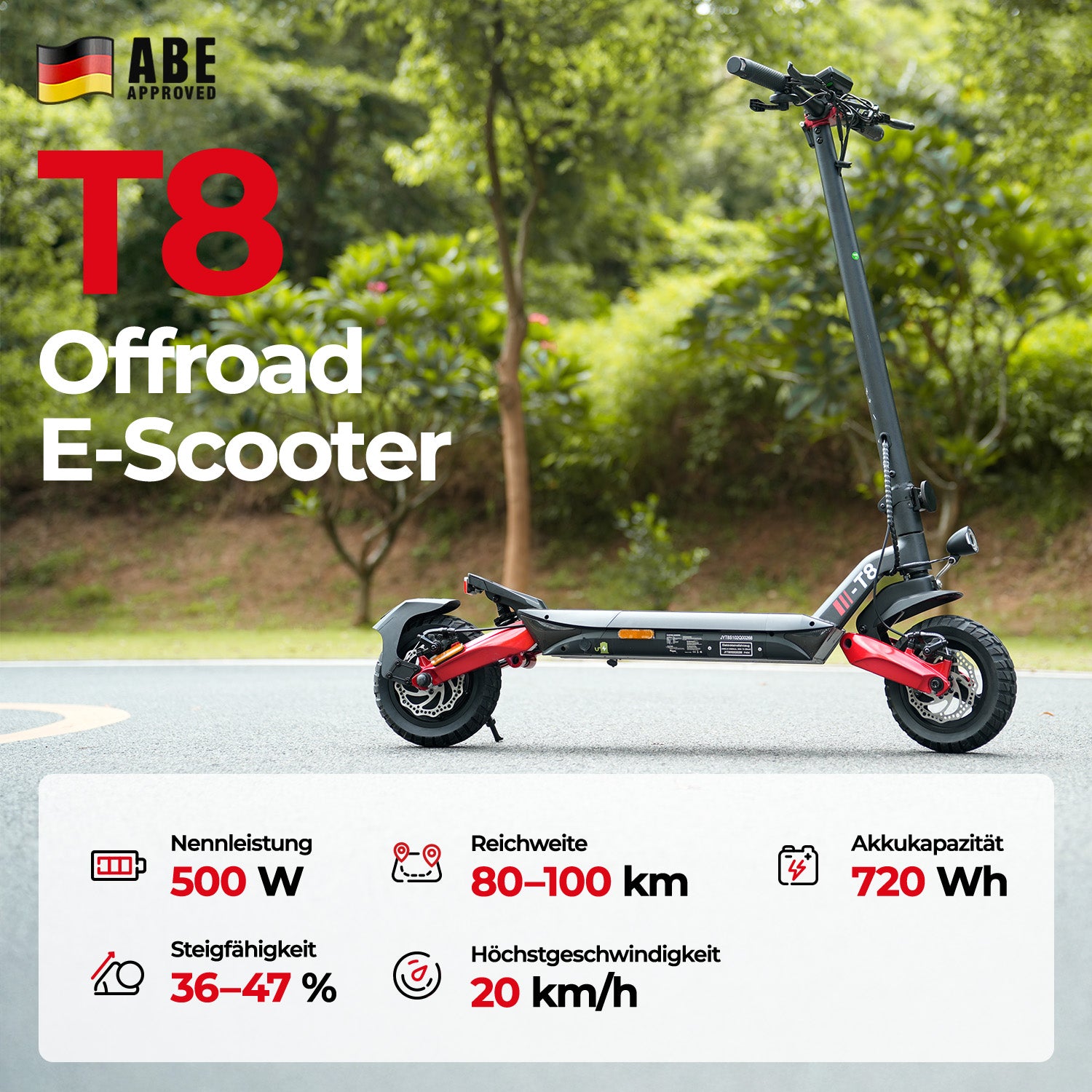 iScooter T4 Offroad E-Scooter Mit Straßenzulassung (ABE/eKFV)